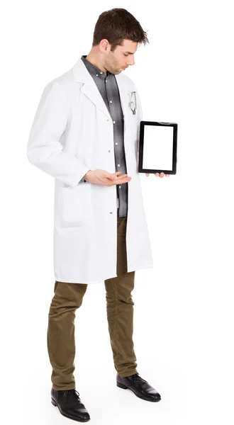 Läkare anläggning tablett med kopia utrymme och urklippsbana för den — Stockfoto
