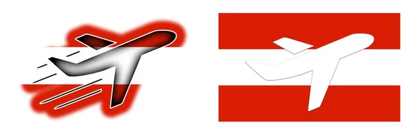 Flaga kraju - samolot na białym - Austria — Zdjęcie stockowe