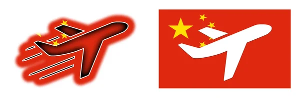 Flaga kraju - samolot na białym - Chiny — Zdjęcie stockowe