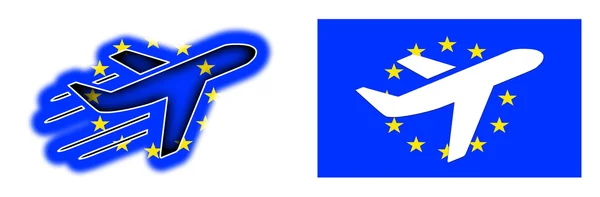 Flaga kraju - samolot na białym - Unia Europejska — Zdjęcie stockowe