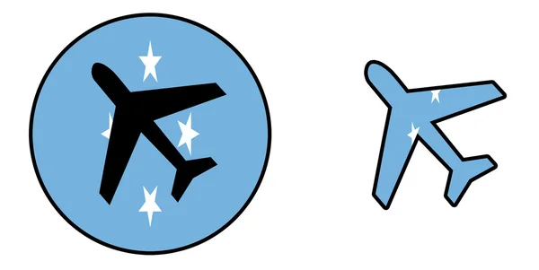 Flaga kraju - samolot na białym - Mikronezja — Zdjęcie stockowe
