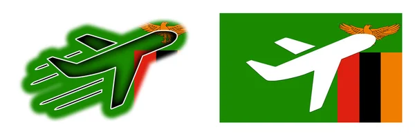 Vlag van de natie - vliegtuig geïsoleerd - Zambia — Stockfoto