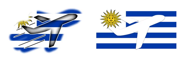 Flaga kraju - samolot na białym - Urugwaj — Zdjęcie stockowe