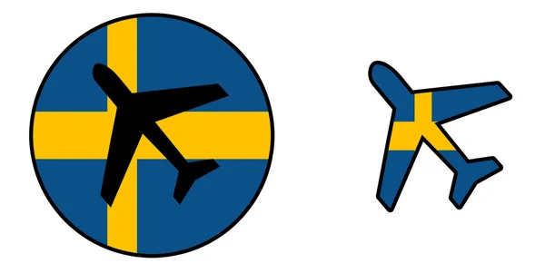 Samolot na białym tle biały - Szwecja — Zdjęcie stockowe