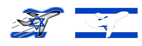 Flaga kraju - samolot na białym - Izrael — Zdjęcie stockowe