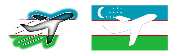 Bandera de la nación - Avión aislado - Uzbekistán —  Fotos de Stock