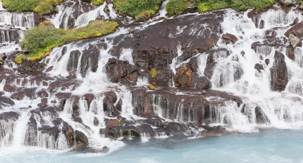 Hraunfossar Vodopády na Islandu — Stock fotografie