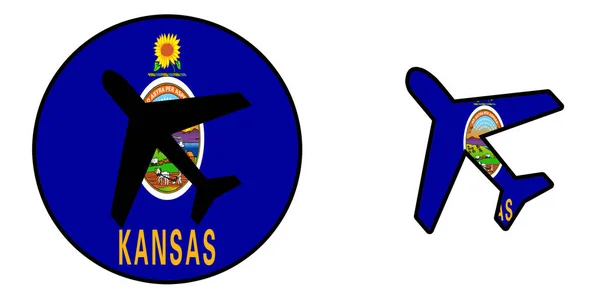 Ulus Bayrak - uçak izole - Kansas — Stok fotoğraf