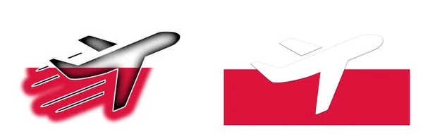 Flaga kraju - samolot na białym - Polska — Zdjęcie stockowe