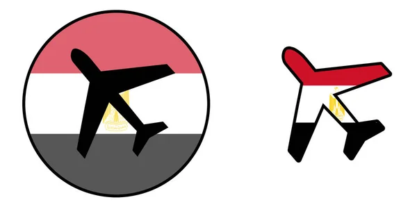 Flaga kraju - samolot na białym - Egipt — Zdjęcie stockowe