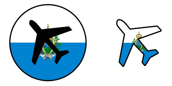 Nationalflagge - Flugzeug isoliert - San Marino — Stockfoto