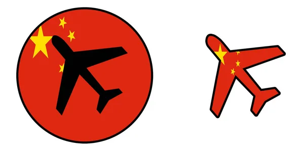 Flaga kraju - samolot na białym - Chiny — Zdjęcie stockowe