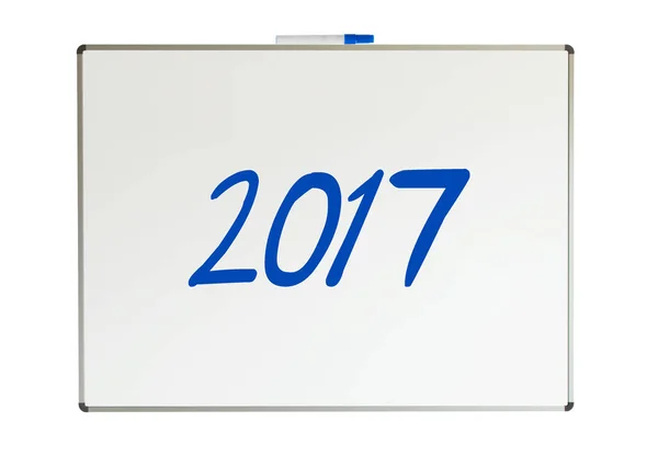 2017 年，在白板上的消息 — 图库照片