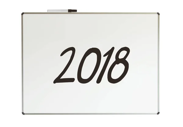 2018, mensagem no quadro branco — Fotografia de Stock