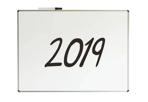2019, mensagem no quadro branco — Fotografia de Stock