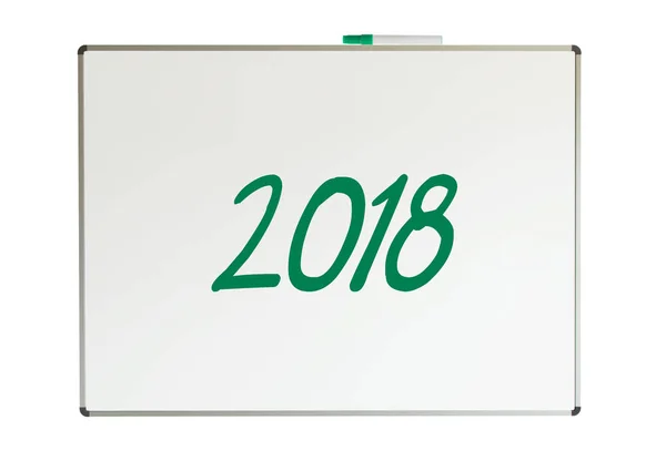 2018, mensagem no quadro branco — Fotografia de Stock