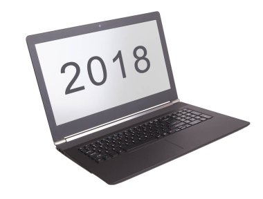 Laptop - yeni yıl - 2018 izole