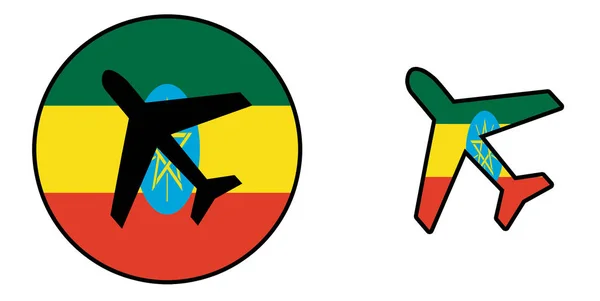 Nationalflagge - Flugzeug isoliert - Äthiopien — Stockfoto