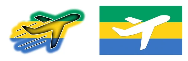 Vlag van de natie - vliegtuig geïsoleerd - Gabon — Stockfoto