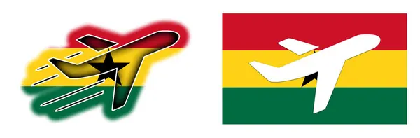 Ulus Bayrak - uçak izole - Gana — Stok fotoğraf