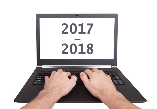 Ноутбук изолирован - Новый год - 2017 - 2018 — стоковое фото