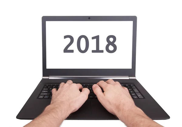 Laptop aislado - Año Nuevo - 2018 — Foto de Stock