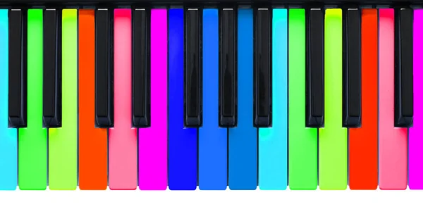 Tasti per pianoforte arcobaleno — Foto Stock