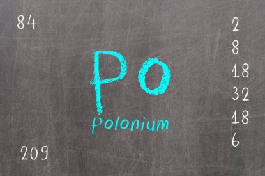 periyodik tablo ile izole blackboard Polonyum