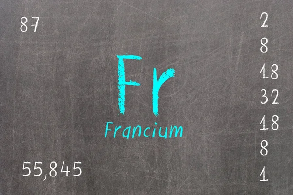 Lavagna isolata con tavola periodica, Francium — Foto Stock