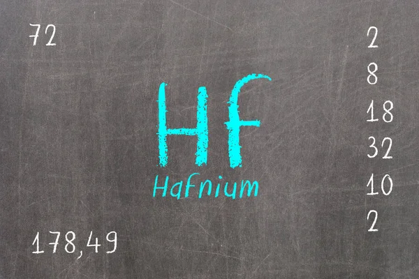 Isolated blackboard with periodic table, Hafnium — Stock Photo, Image