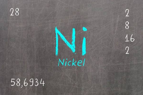Isolated blackboard with periodic table, Nickel — Stock Photo, Image