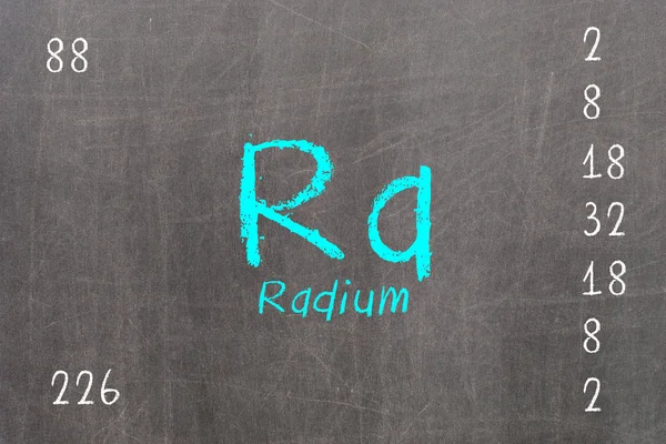 Geïsoleerde schoolbord met periodieke tabel, radium — Stockfoto