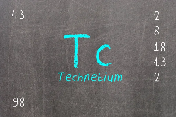 Na białym tle tablica z okresowego: technetium • technétium — Zdjęcie stockowe