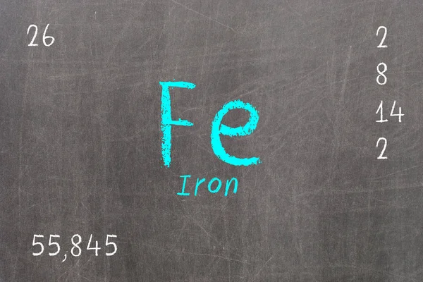 Lavagna isolata con tavola periodica, Ferro da stiro — Foto Stock