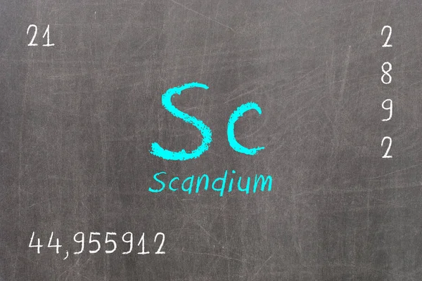 Geïsoleerde schoolbord met periodieke tabel, scandium — Stockfoto