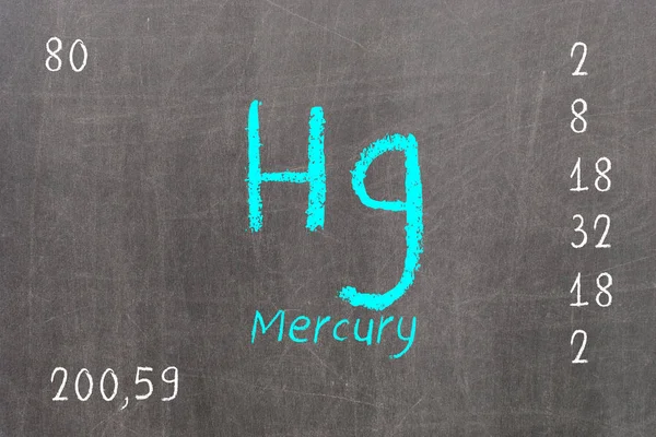 Lavagna isolata con tavola periodica, Mercurio — Foto Stock
