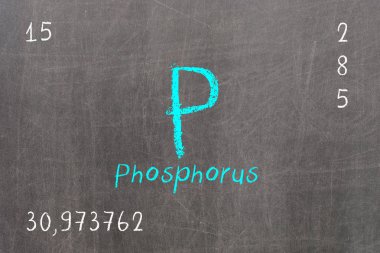 Isolated blackboard with periodic table, Phosphorus