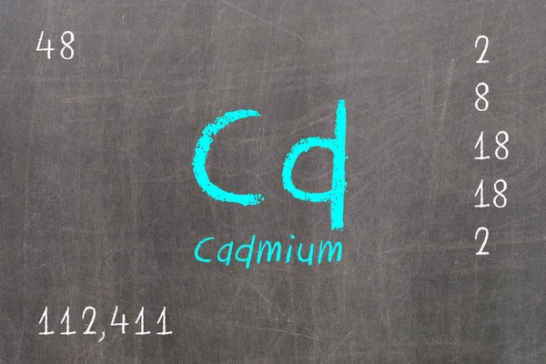 Tableau noir isolé avec tableau périodique, Cadmium — Photo