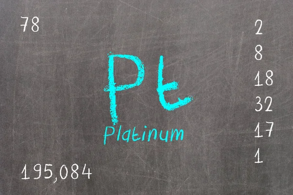 Geïsoleerde schoolbord met periodieke tabel, platina — Stockfoto