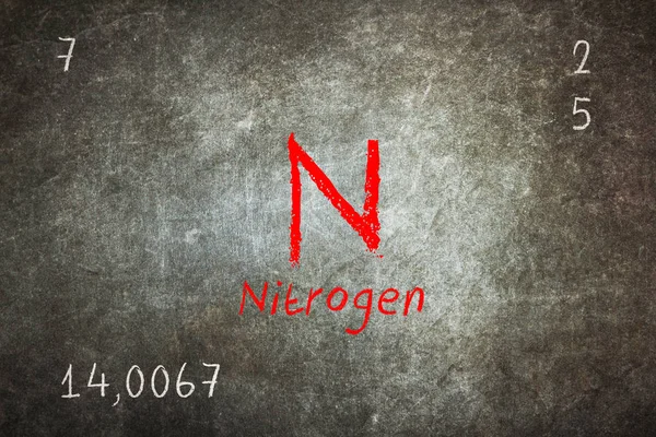 Isolated blackboard with periodic table, Nitrogen — Stock Photo, Image