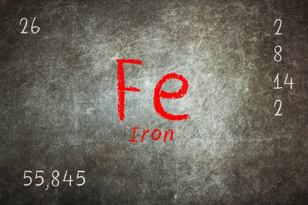 Isolated blackboard with periodic table, Iron — Stock Photo, Image