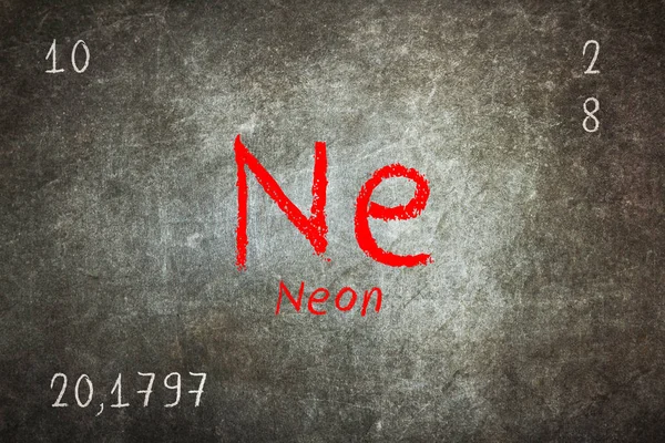Isolated blackboard with periodic table, Neon — Stock Photo, Image