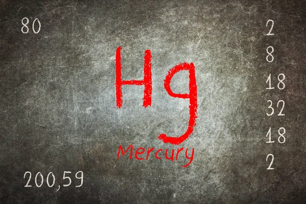 Lavagna isolata con tavola periodica, Mercurio — Foto Stock