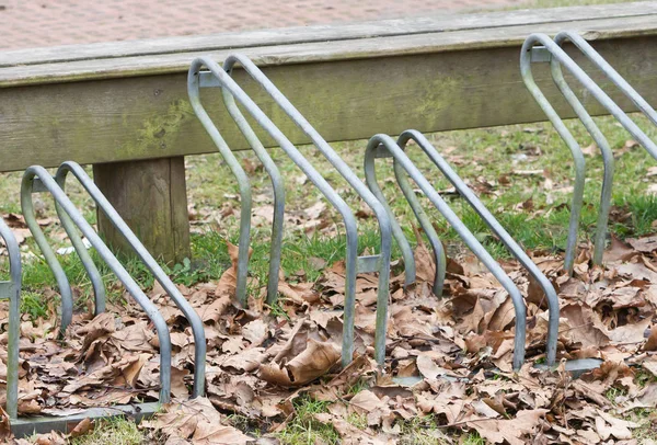 Bike rack in front of a school