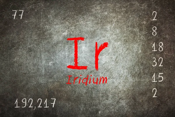 Tableau noir isolé avec tableau périodique, Iridium — Photo