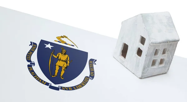 Small house on a flag - Massachusetts — Stock Photo, Image