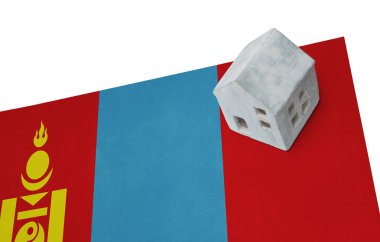 Bir bayrak - Moğolistan üzerinde küçük ev