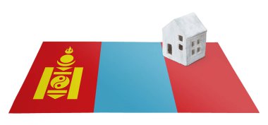 Bir bayrak - Moğolistan üzerinde küçük ev