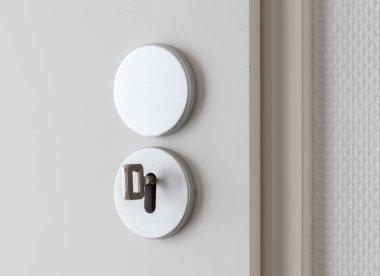 Krom doorhandle ile beyaz kapı