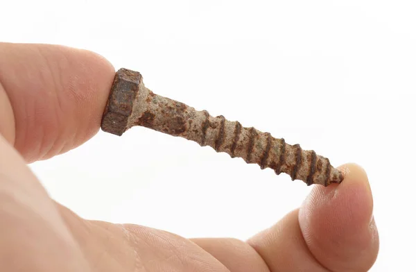 Rusted old screw isolated — Stock Photo, Image